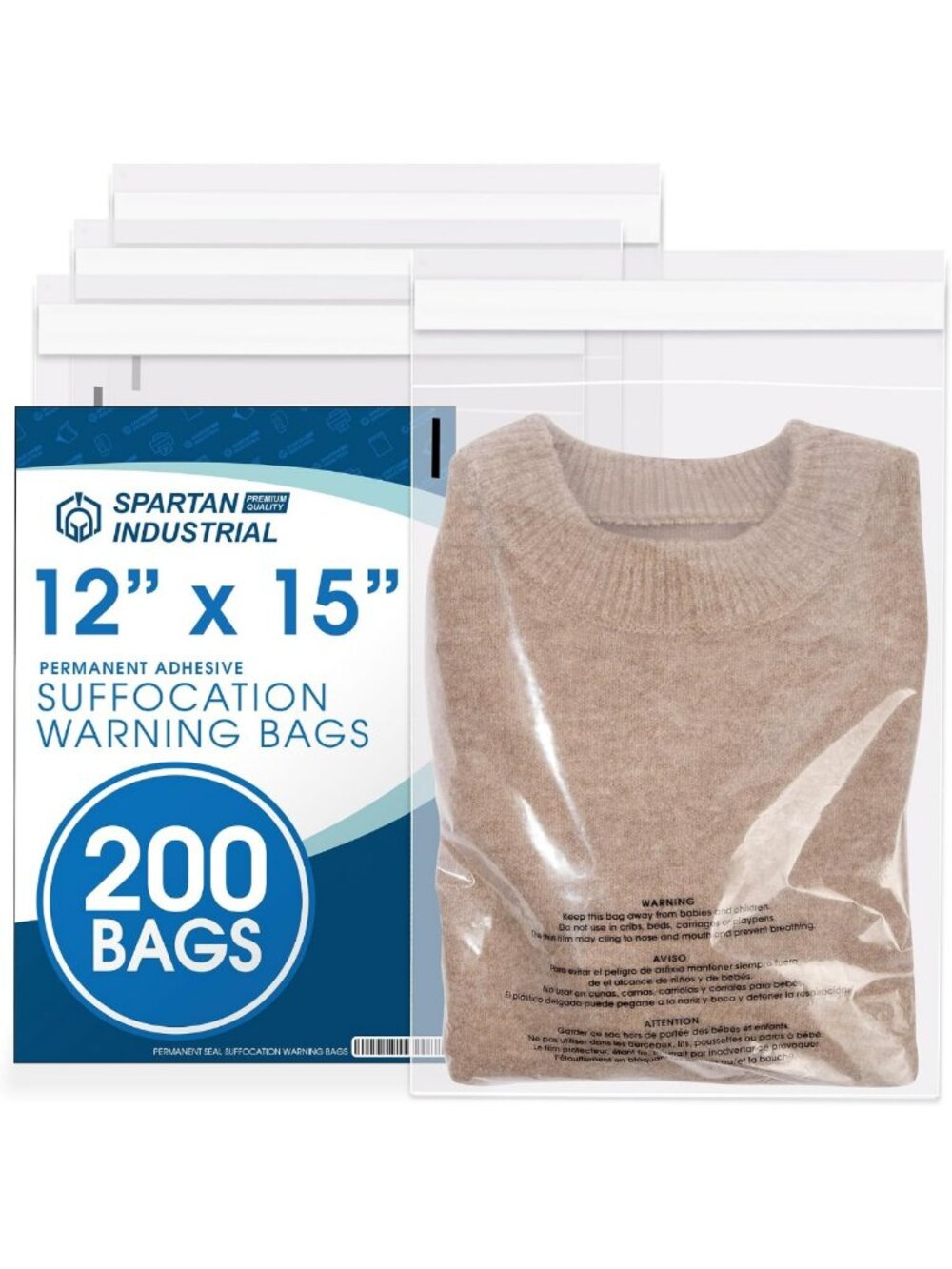 200 Count Self-Seal Clear Poly Bags 12” x 15” | Durable, Safe, Versatile Storage
